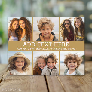 Carte Postale 6 Collage photo 2 lignes de texte — CAN Edit Gold