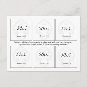 Carte Postale 6 Élégantes Balises de mariage blanc/argenté