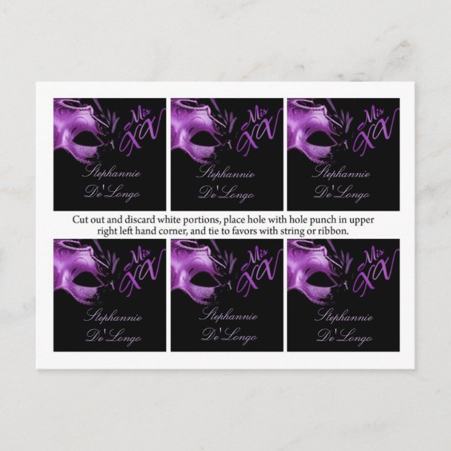 Carte Postale 6 Favoriser les étiquettes Mis XV Purple Lilac Bla (Devant)