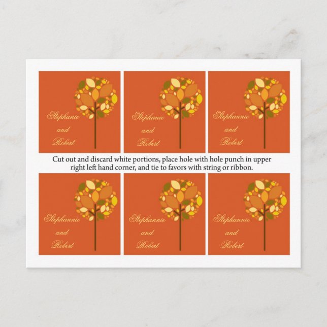 Carte Postale 6 Favoriser Tags Moderne Arbre d'automne Foliage d (Devant)