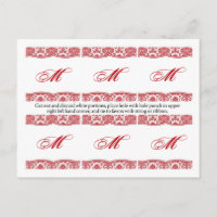 6 Favoriser Tags Rouge Blanc Damas Lace Imprimer M