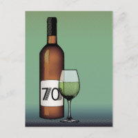 70e anniversaire : bouteille de vin & verre