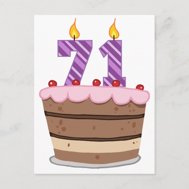 Carte Postale 71 ans sur le gâteau d'anniversaire (Devant)