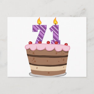 Carte Postale 71 ans sur le gâteau d'anniversaire