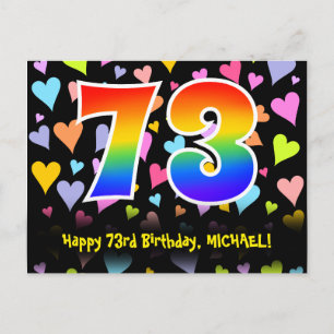 Carte Postale 73e anniversaire : Fun Hearts Motif, Arc-en-ciel 7