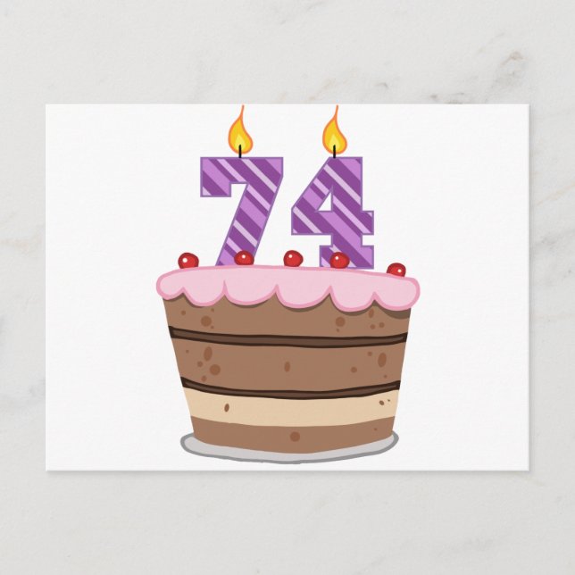 Carte Postale 74 ans sur le gâteau d'anniversaire (Devant)