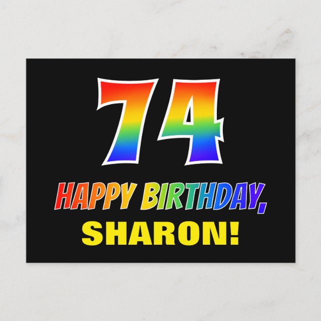 Carte Postale 74e anniversaire : Bold, amusant, simple, arc-en-c (Devant)