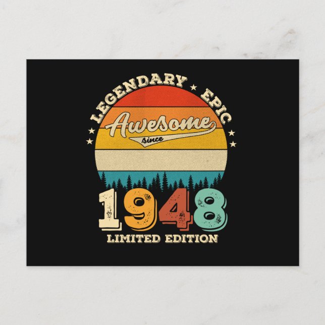 Carte Postale 77 Ans Anniversaire 1948 Cadeau d'anniversaire Inc (Devant)