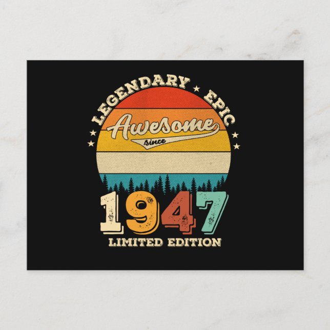 Carte Postale 78 Ans Anniversaire 1947 Cadeau d'anniversaire Inc (Devant)