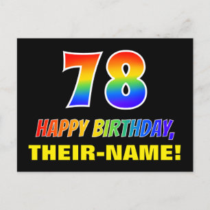 Carte Postale 78e anniversaire : Bold, amusant, simple, arc-en-c