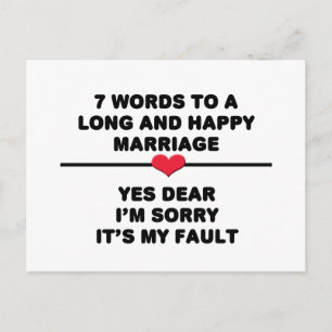 Carte Postale 7 Mots Pour Un Mariage Long Et Heureux