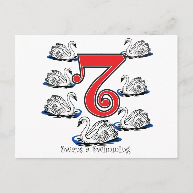Carte Postale 7 Swans Natation (Devant)