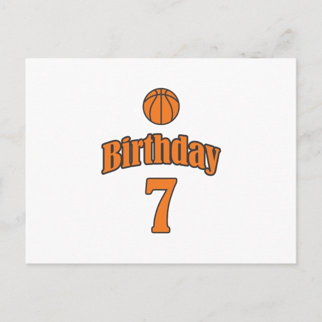 Carte Postale 7e anniversaire Basketball Funny Garçon Fille Enfa (Devant)