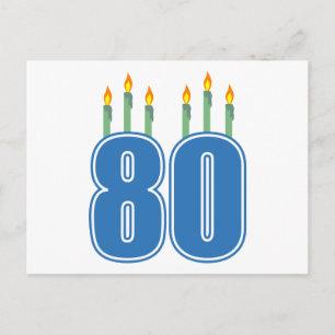 Carte Postale 80 bougies d'anniversaire (bleu / vert)