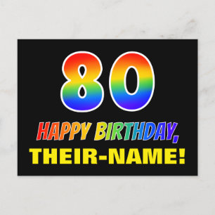 Carte Postale 80e anniversaire : Bold, amusant, simple, arc-en-c