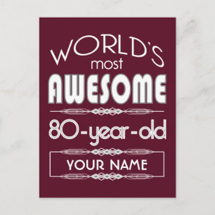 Carte Postale 80e Anniversaire Mondes Meilleur Fabuleux Rouge fo