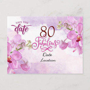 Carte Postale 80e incroyable anniversaire avec fleur d'orchidée 