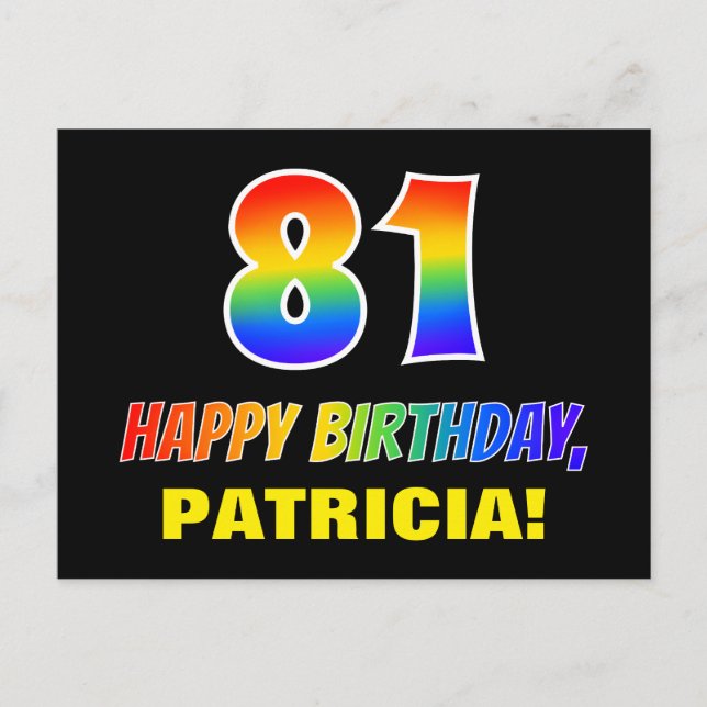 Carte Postale 81e anniversaire : Bold, amusant, simple, arc-en-c (Devant)