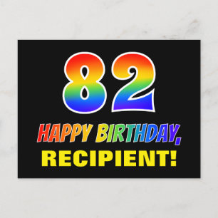 Carte Postale 82e anniversaire : Bold, amusant, simple, arc-en-c