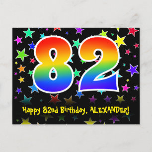 Carte Postale 82e anniversaire : Fun Stars Motif, Rainbow 82, No