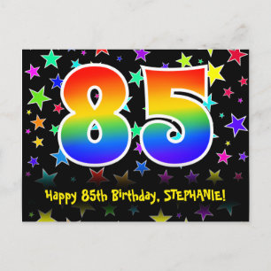 Carte Postale 85e anniversaire : Fun Stars Motif, Rainbow 85, No