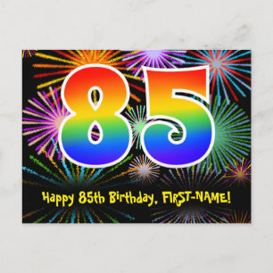 Carte Postale 85e Anniversaire – Motif de feux d'artifice amusan
