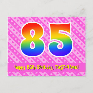 Carte Postale 85e anniversaire : Pink Stripes & Hearts, Arc-en-c
