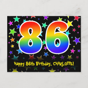 Carte Postale 86e Anniversaire : Motif Étoiles Amusantes, Arc-en