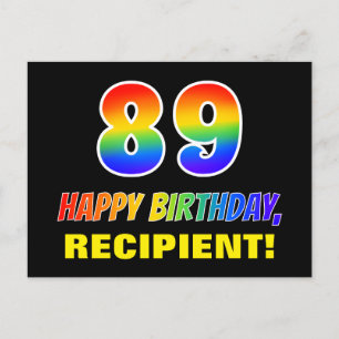 Carte Postale 89e anniversaire : Bold, amusant, simple, arc-en-c