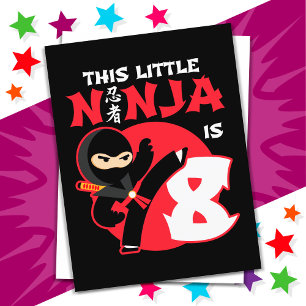 Carte Postale 8e anniversaire 8 ans Enfants Party Little Ninja 8