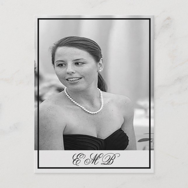 Carte Postale 90e anniversaire Photo Monogramme Elégant annivers (Devant)