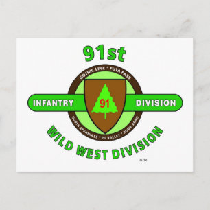 CARTE POSTALE 91E DIVISION DE L'INFANTERIE "L'OUEST SAUVAGE"