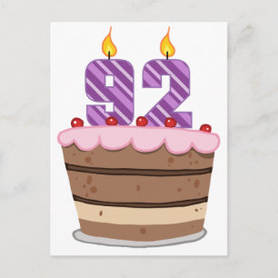 Carte Postale 92 ans sur le gâteau d'anniversaire