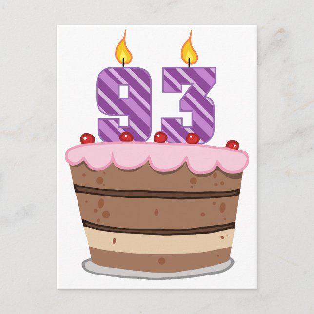 Carte Postale 93 ans sur le gâteau d'anniversaire (Devant)