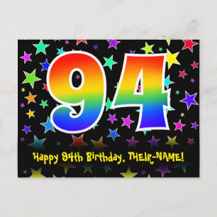 Carte Postale 94e anniversaire : Fun Stars Motif, Rainbow 94, No