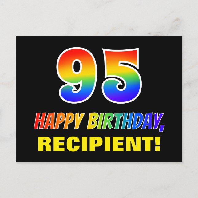 Carte Postale 95e anniversaire : Bold, amusant, simple, arc-en-c (Devant)