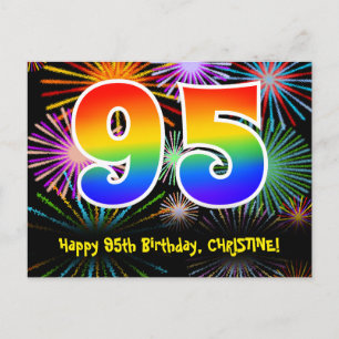 Carte Postale 95e anniversaire - Fun Motif feux d'artifice + Arc