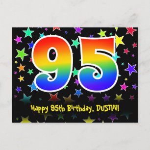 Carte Postale 95e anniversaire : Fun Stars Motif, Rainbow 95, No