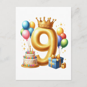 Carte Postale 9e anniversaire doré