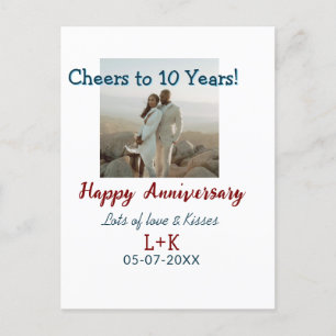 Carte Postale À 10 ans d'anniversaire de mariage ajoutez la phot