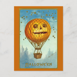 Carte postale à ballon à air chaud vintage Hallowe