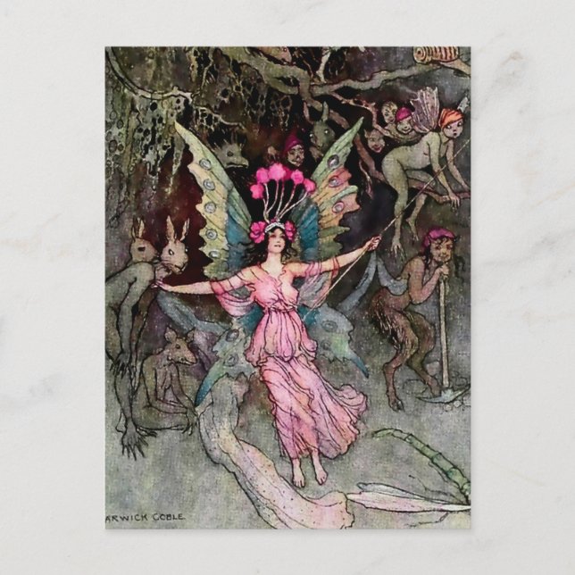 Carte Postale "A bas" par Warwick Goble (Devant)