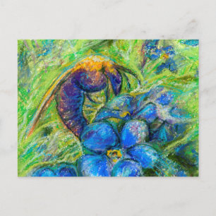Carte Postale A Bee & Forget-me-not Flowers