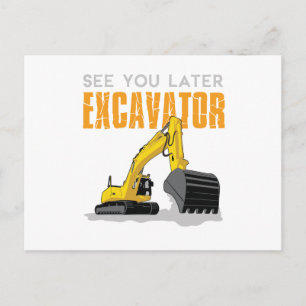 Carte Postale À Bientôt Excavatrice Enfant Garçon