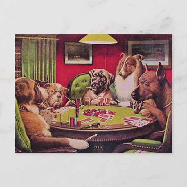 Carte Postale A Bold Bluff, Dogs Playing Poker, (Devant)