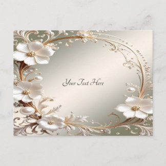 Carte postale à cadre floral blanc orné