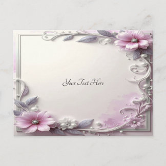 Carte postale à cadre floral rose