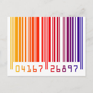 Carte postale à code-barres coloré