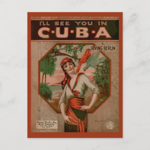 Carte Postale A Cuba, couverture de partitions rétro