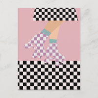 À damiers moderne Roller Skating Girl Art